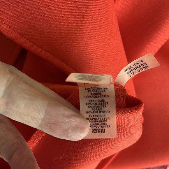 Guess Los Angeles Emily Scuba Body Con Hot Coral Cap Sleeve Cut out Back - Picture 8 of 9